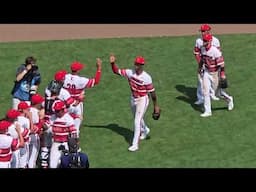 Final out of Louisville's comeback win in the Men's College World Series, from the roof