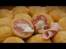 Bolinho de Mandioca com Presunto e Queijo Salgado Delicioso  (Aipim , Macaxeira)