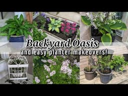 BACKYARD OASIS & EASY PLANTER MAKEOVERS!~Diy Planter Decor Ideas~What's in my Garden?