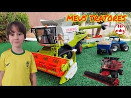 Fazendinha do Felipe Canopf - Colheitadeiras e Trator de brinquedo, bois e vacas - Tractor Toy Farm