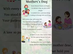 Mother’s Day Poem in English | English poem for kids | Poems in English | #shorts #mothersday