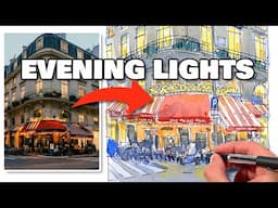 How To Sketch Paris NIGHT SCENE | Urban Sketching Tutorial