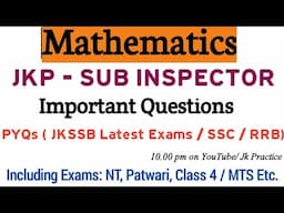 PYQs Mathematics Jkssb Jkpsi Exams | Practice PYQs Mathematics Questions Jkssb #jkssb #mathematics