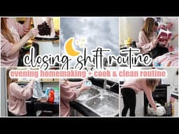 🌙 *cozy* CLOSING SHIFT ROUTINE // night time reset / evening cleaning motivation // after dark