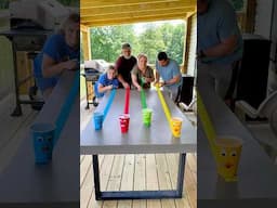 Carefully pull your cup of water to the end of the table using the streamer! 💦🎉