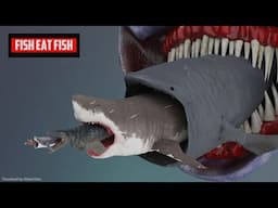 Fish Eat Fish | Giant Ocean Battle in 3D Animation (Real to Fictional)