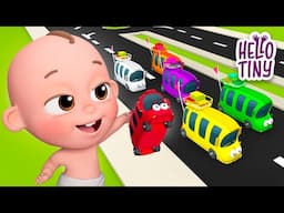 Ten Little Buses 🚌 | Kids Songs and Nursery Rhymes | Hello Tiny