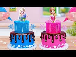 Best Princess Jelly Cake Recipe💙How To Make Miniature Elsa Anna Princess Cake Decorating💘