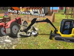Old Tractor Stuck in Stone! 🚜 Mini Excavator with Breaker Saves the Farm!