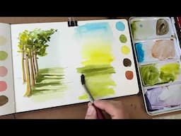 Replay Watercolor Journal Day 77 ) Light and Shadow in the Forest)