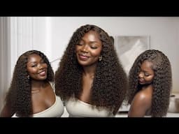 EFFORTLESS INSTALL EVER! *7IN1* Pre Styled Brown Curly Wig Install Under 1 Minute  | Westkiss Hair