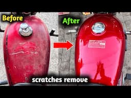 fuel tank scratches remove and paint recover without sticker change