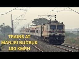 7 130kmph ELECTRIC & DIESEL TRAINS at MANJRI BUDRUK | PUNE SOLAPUR HIGH SPEED LINE | Indian Railways