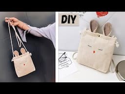 DIY Small Woman Crossbody Purse from cloth canvas sewing at home | Korean Fashion