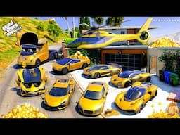 GTA 5 - Stealing Luxury Golden SuperCars with Franklin! (Real Life Cars #306)