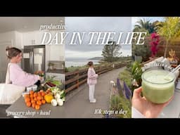 day in my life! 10k steps a day, healthy grocery shop + haul, & what I eat!