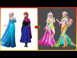Frozen Elsa Anna Glow Up Into Rainbow Girls - Disney Princesses Transformation