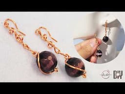 Simple earrings making at home with wire and stone | Cute and easy jewelry 1104