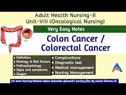 Colon Cancer//Colorectal Cancer//Adult Health Nursing-II notes