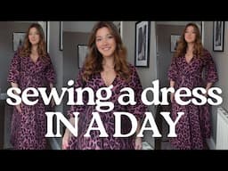 Sewing a dress in a day challenge! Making the beginner friendly V1735 pattern in 6 hours! Tutorial 💜