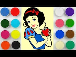 Sand Painting, Drawing and Coloring Snow White Princess for Kids and Toddlers | Snow White Kids Song