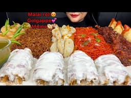 ASMR EATING STREET FOOD MALAI ROLL BUTTER CHICKEN MOMO,PANIPURI,SPICY NOODLES,BLACKBEAN NOODLES