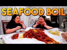 Seafood Boil Mukbang 🦞 Giant Crawfish Boil w/ Michelle & Sofia 먹방 Eating Show - Dinner w/ My Mom! ♥️