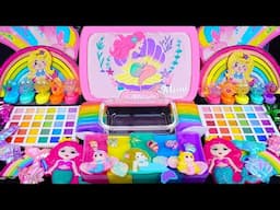[ASMR]Mermaid Slime Mixing Eyeshadow, Glitter & Random things into slime #asmr #satisfyingslime