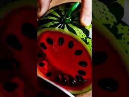 aSMR Cutting watermelon and strawberry made of glass #summer #satisfying #asmr