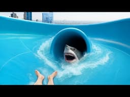he went down a SHARK infested water slide..