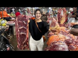 Market show: Buy beef and beef heart cooking - BBQ beef cooking by Mommy Sreypov
