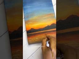 Easy Sunset Acrylic Painting 🎨#youtubeshorts #naturepainting