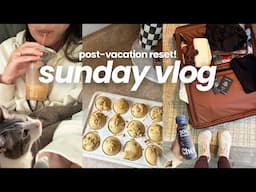 SUNDAY RESET AFTER VACATION! Grocery haul, cleaning, viral carrot salad & protein pancake muffins!