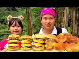 How To Make Simple Hamburger at Farm With Daughter | Ly Thi Ca