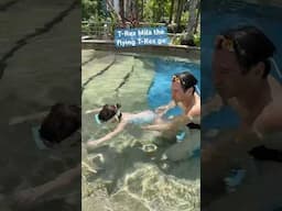 First time 2yo Mila can swim without aid with face underwater doing bubbles like a T-Rex 🤣🦖🐬