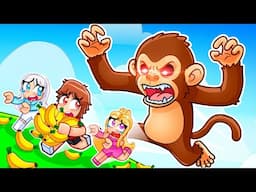 ESCAPE THE MONKEY IN ROBLOX WITH MY CRAZY FAN GIRLS...
