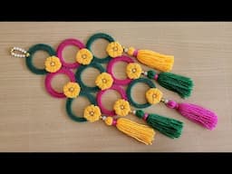 Old Bangles Reuse Idea - Easy Woolen Flower Wall Hanging using Old Bangles - Best Out  Of Waste