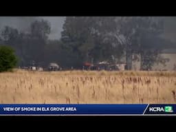 LIVE |  A tower camera shows a fire burning in the Elk Grove area