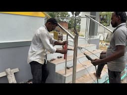Amazing! Stainless steel Stairs portico design Making Construction