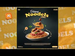 Illustrator CC Tutorial | Graphic Design |  Modern Noodels Poster Design⚡.