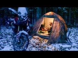 Winter Hot Tent Motorcycle Camping in the Yukon