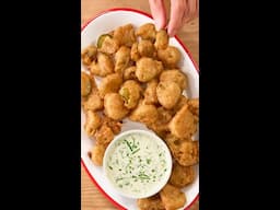 Onion Skin Fried Pickles and Aquafaba Ranch Dressing