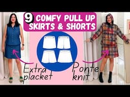 3 NEW comfy pull up skirts. 2 new SETS (Love Notions) + fun roundup of 9 versions! SKIRTS & SHORTS
