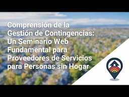 HHRC: Gestión de contingencias: Seminario web para proveedores de servicios para personas sin hogar