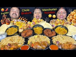 EATING spicy STREET FOOD Challenging Viral Video with Punishment CHICKEN Lollipop, Fuchka Mukbang