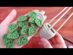 Wow!!! Eye-Catching Crochet Home Ornament 🌿 | How to Knit Pots & Leaves | DIY Crochet Decor 2025