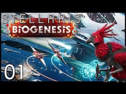 Let's Play Stellaris Biogenesis | Starlit Citadel Origin Gameplay | Crimson Stratarchy Episode 1