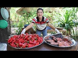 Red banana pepper recipe - Deep fry fish eat with pickled pepper