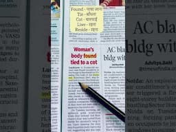 Woman's body found tied to a cot | English Newspaper Reading #shorts