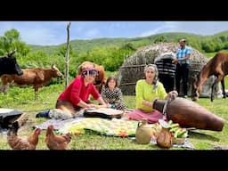 Nomadic Life in Northern Iran Mountains | Cow Migration & Traditional Butter Making